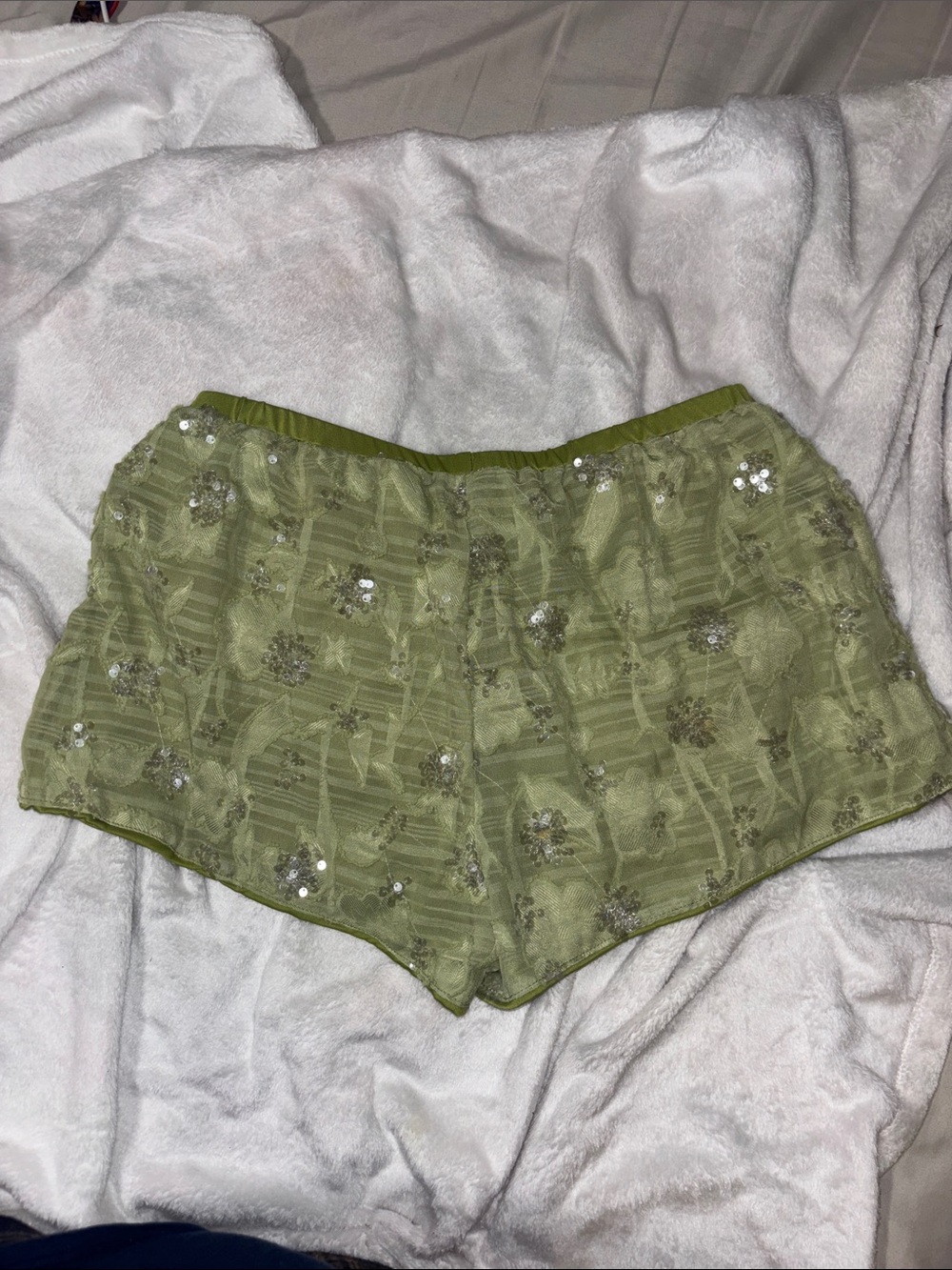 Olive Green Embellished Women's Shorts